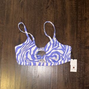 Shade & Shore Purple and White Zebra Bikini Top